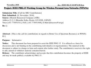 Project: IEEE P802.15 Working Group for Wireless Personal Area Networks (WPANs)