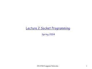 Lecture 2 Socket Programming Spring 2004