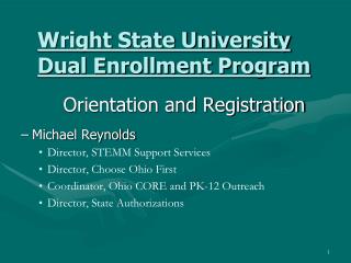 Wright State University Dual Enrollment Program