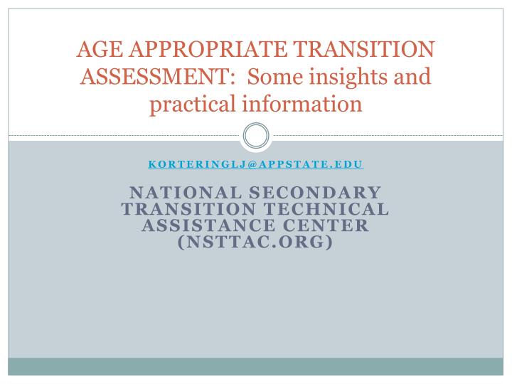 age appropriate transition assessment some insights and practical information