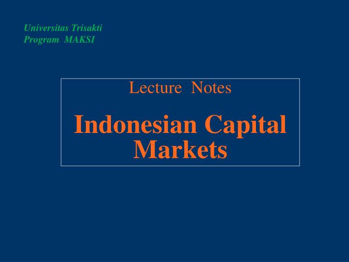 lecture notes indonesian capital markets