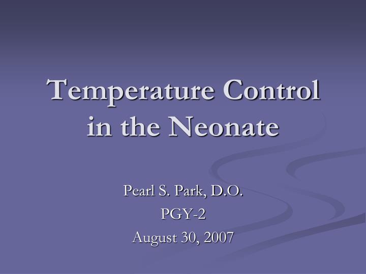 temperature control in the neonate