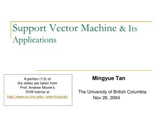 support vector machine its applications