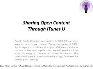 Sharing Open Content Through iTunes U