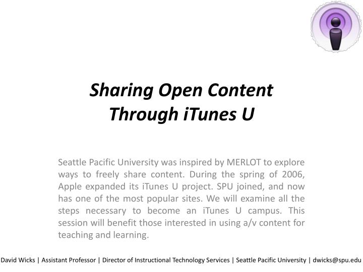 sharing open content through itunes u