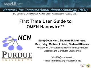 First Time User Guide to OMEN Nanowire**