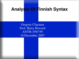 Analysis Of Finnish Syntax
