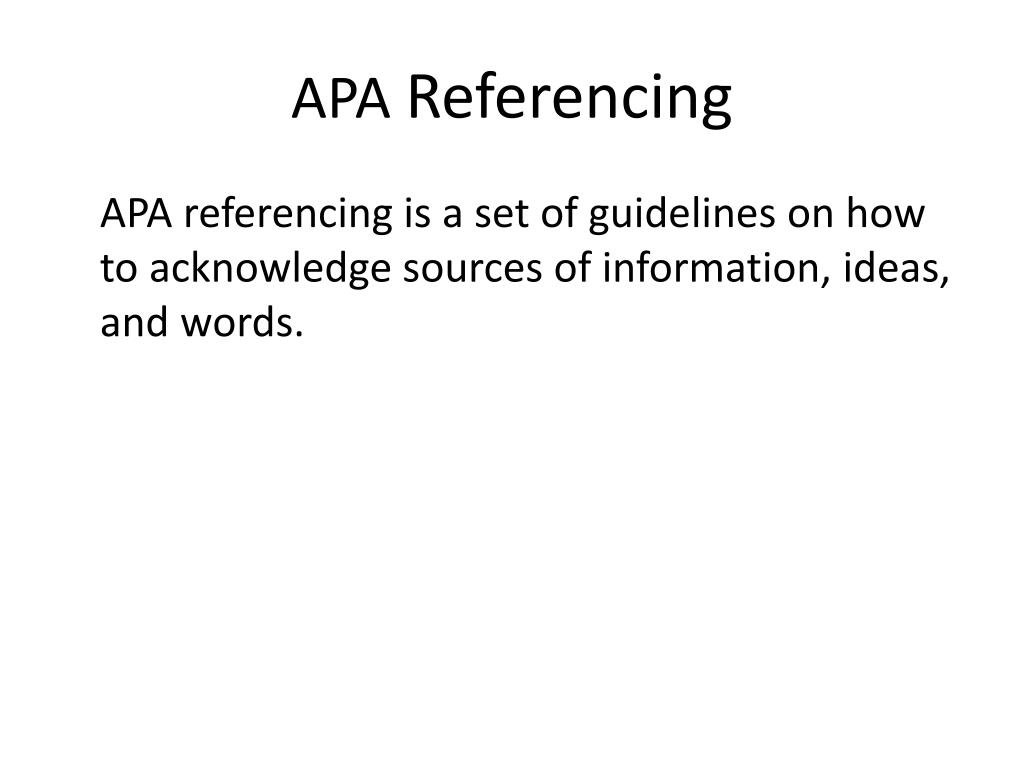 PPT - APA Referencing PowerPoint Presentation, free download - ID:3376205