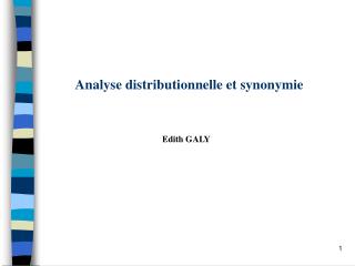 Analyse distributionnelle et synonymie