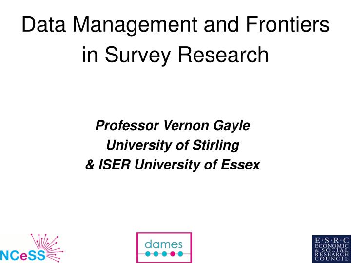 data management and frontiers in survey research