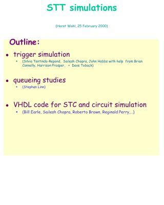 STT simulations (Horst Wahl, 25 February 2000)