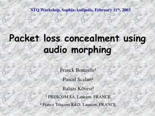 STQ Workshop, Sophia-Antipolis, February 11 th , 2003