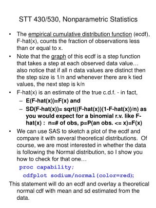 stt 430 530 nonparametric statistics