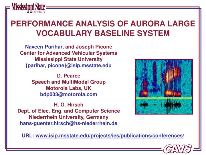 performance analysis of aurora large vocabulary baseline system