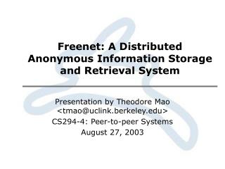 Freenet: A Distributed Anonymous Information Storage and Retrieval System