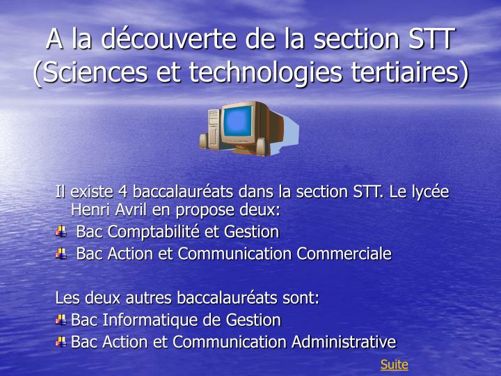 a la d couverte de la section stt sciences et technologies tertiaires