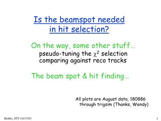 Is the beamspot needed in hit selection?