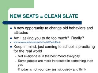 NEW SEATS = CLEAN SLATE