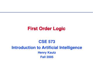 First Order Logic