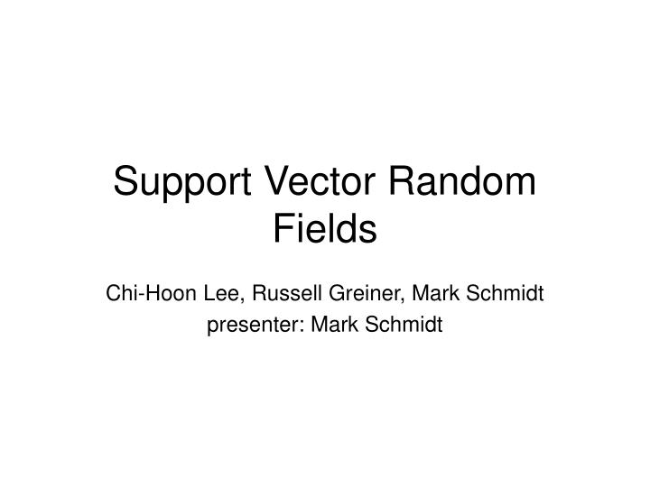 support vector random fields