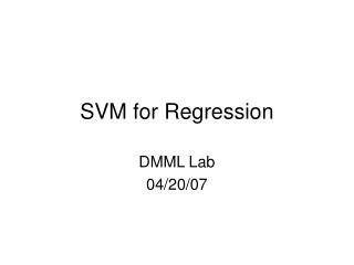 SVM for Regression