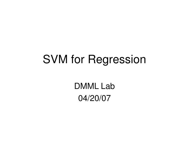 svm for regression
