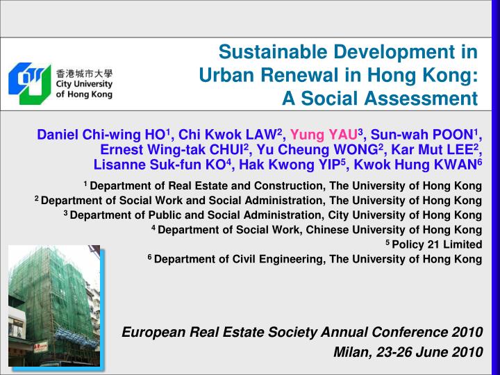 sustainable development in urban renewal in hong kong a social assessment