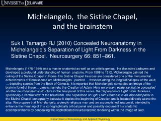 Michelangelo, the Sistine Chapel, and the brainstem