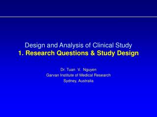 design and analysis of clinical study 1 research questions study design