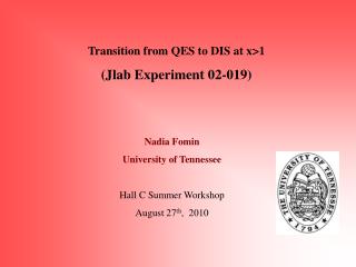 Transition from QES to DIS at x&gt;1 (Jlab Experiment 02-019)