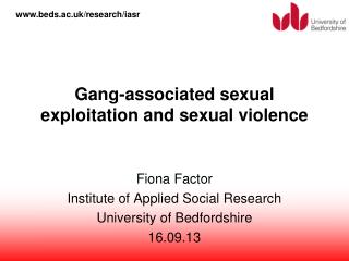 Gang-associated sexual exploitation and sexual violence