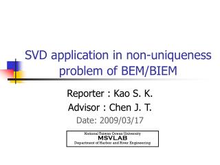 SVD application in non-uniqueness problem of BEM/BIEM