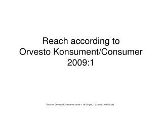 Reach according to Orvesto Konsument/Consumer 2009:1