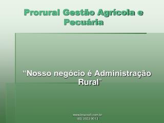 prorural gest o agr cola e pecu ria