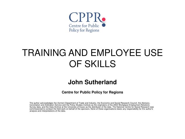 training and employee use of skills