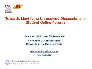 Towards Identifying Unresolved Discussions in Student Online Forums