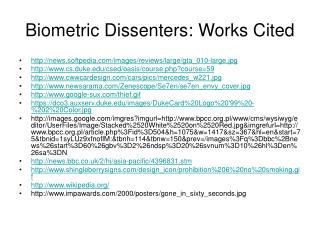 Biometric Dissenters: Works Cited