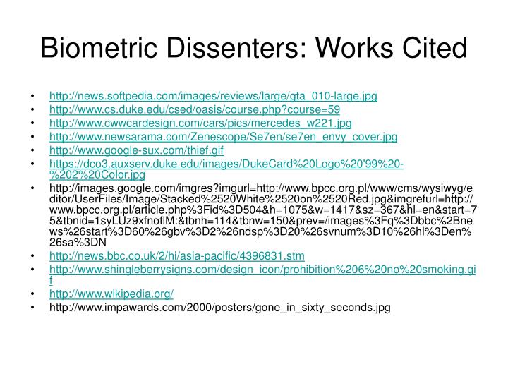 biometric dissenters works cited