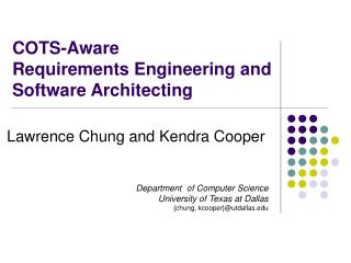 COTS-Aware Requirements Engineering and Software Architecting