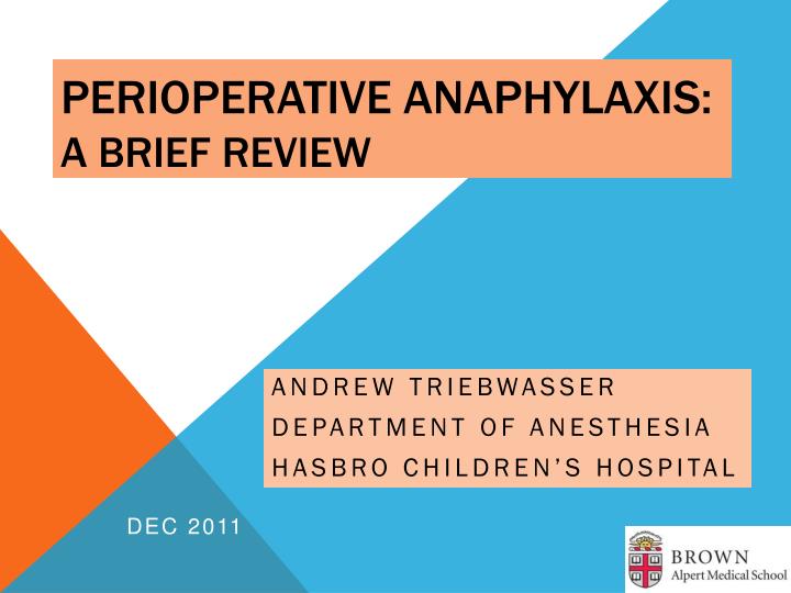 perioperative anaphylaxis a brief review