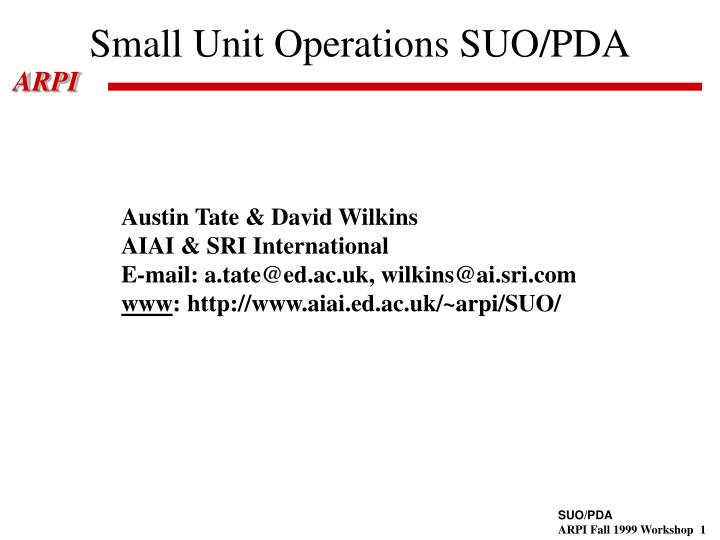 small unit operations suo pda