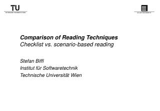 Comparison of Reading Techniques Checklist vs. scenario-based reading
