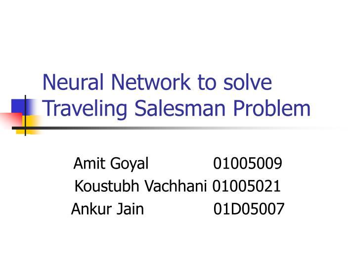 neural network to solve traveling salesman problem