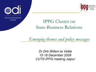 IPPG Cluster on State-Business Relations Emerging themes and policy messages