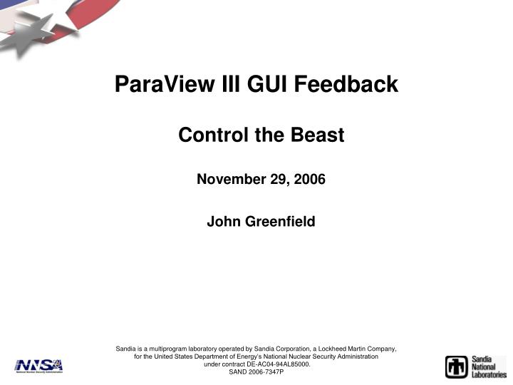paraview iii gui feedback