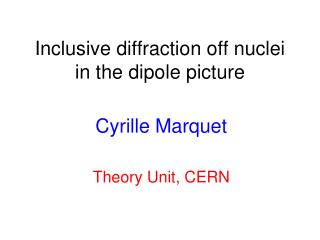 Inclusive diffraction off nuclei in the dipole picture