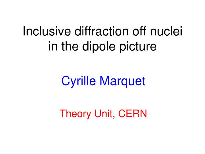 inclusive diffraction off nuclei in the dipole picture