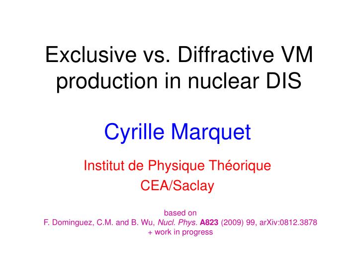 exclusive vs d iffractive vm production in nuclear dis