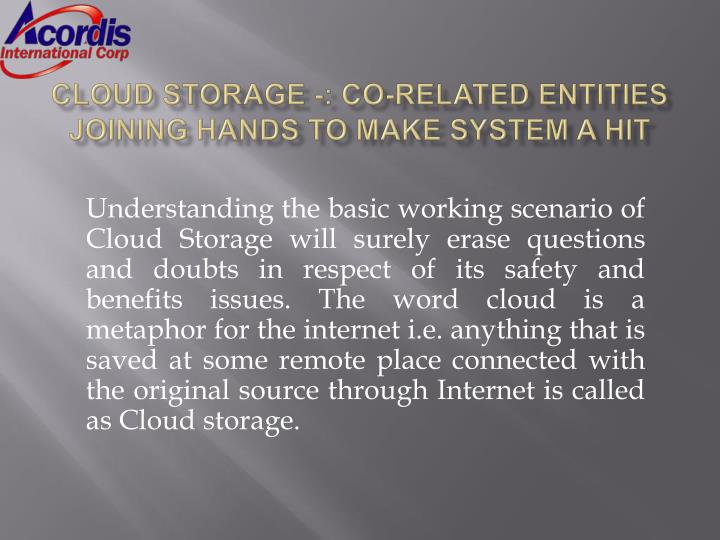 cloud storage co related entities joining hands to make system a hit