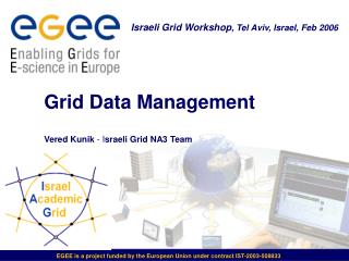 Grid Data Management Vered Kunik - I sraeli Grid NA3 Team